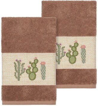 Latte Mila Embellished Hand Towel - Set of 2