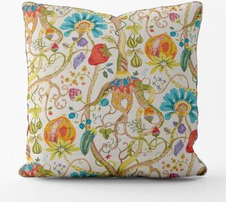 Decorative Throw Pillows in Tudor Summer Jacobean Floral, Tree Of Life, Large Scale Multi-Color