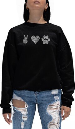 Women's Peace Love Dogs Word Art Crewneck Sweatshirt