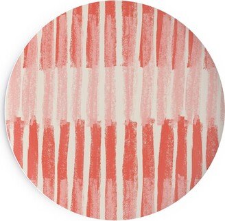 Salad Plates: Strips - Coral Salad Plate, Pink