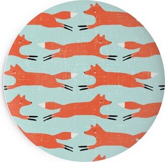 Salad Plates: Little Orange Fox - Orange And Green Salad Plate, Orange