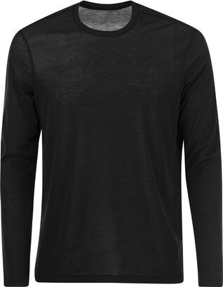 Crew-neck Long Sleeve Shirt In Silk And Cotton-AA