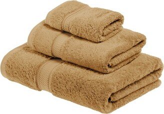 Solid Luxury Premium Cotton 900 GSM Highly Absorbent 3 Piece Bathroom Towel Set, Toast by Blue Nile Mills