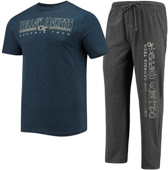 Men's Concepts Sport Heathered Charcoal, Navy Georgia Tech Yellow Jackets Meter T-shirt and Pants Sleep Set - Heathered Charcoal, Navy