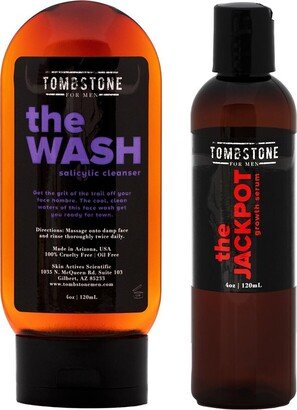 Tombstone For Men The Wash Salicylic Cleanser & The Jackpot Kgf Hair Growth Serum Set - All Vegan