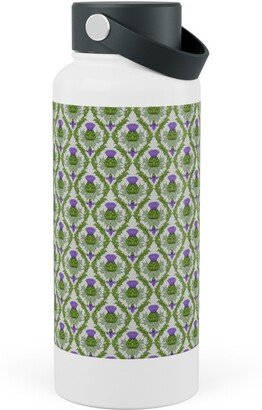 Photo Water Bottles: Thistle Damask - Green Stainless Steel Wide Mouth Water Bottle, 30Oz, Wide Mouth, Green