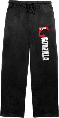 Classic Godzilla Silhouette and Logo Men's Black Graphic Sleep Pajama Pants - L