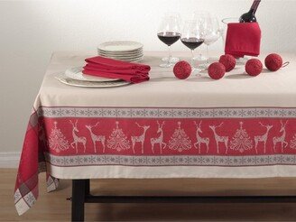 Saro Lifestyle Christmas Tablecloth With Jacquard Design, , Red