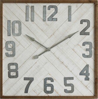 Square Wood & Metal Wall Clock