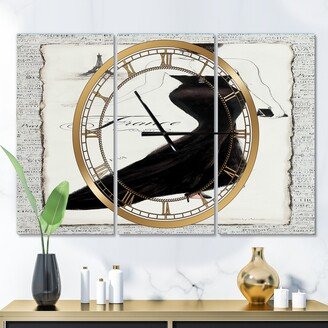 Designart 'Elegance Glam Paris Diva II' Glam 3 Panels Large Wall CLock - 36 in. wide x 28 in. high - 3 panels