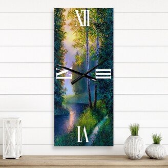 Designart 'Morning Sunlight Through The Birch Forest' Lake House wall clock