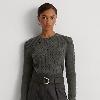 Ralph Lauren Cable-Knit Puff-Sleeve Sweater-AA