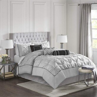 Gracie Mills Laurel Comforter Set, Grey - Queen