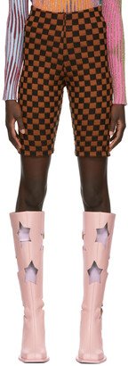 ANDREJ GRONAU SSENSE Exclusive Brown & Black Check Bike Shorts