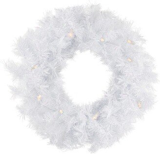 Northlight Pre-Lit White Alaskan Pine Artificial Christmas Wreath, 48-Inch, Warm White LED Lights