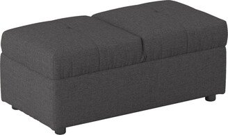 Caroline 41 Inch Modern Storage Ottoman Bench, Converts to a Chair, Gray