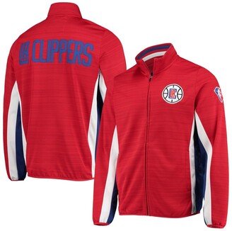 G-iii Sports By Carl Banks Men's Red La Clippers 75th Anniversary Power Forward Space-Dye Full-Zip Track Jacket