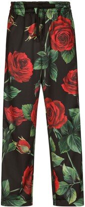 Floral-Print Track Trousers-AA