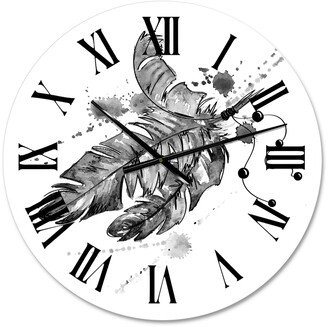 Designart 'Black Bird Feathers Impression' Traditional wall clock