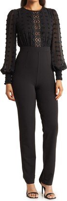 Rinata Swiss Dot Long Sleeve Jumpsuit