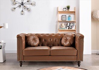 Atkinson Classic Kittleson Nailhead Chesterfield Faux leather Loveseat