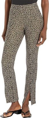 Giraffe Split Hem Leggings (Khaki) Women's Clothing