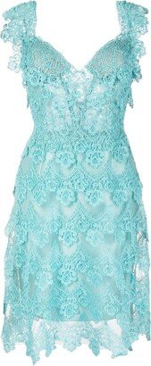 Gemy Maalouf Guipure Lace Panel Semi-Sheer Midi Dress