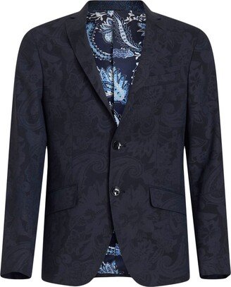 Patterned-Jacquard Single-Breasted Blazer-AB