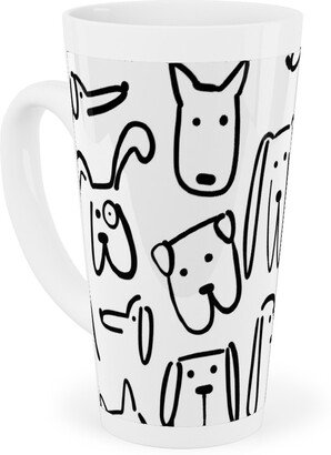 Mugs: Playful Pups - Black And White Tall Latte Mug, 17Oz, White