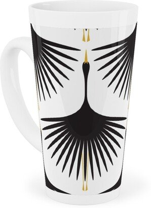 Mugs: Art Deco Swans Tall Latte Mug, 17Oz, White