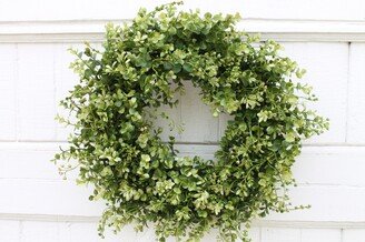 Everyday Boxwood Wreath, Farmhouse Front Door Year Round Indoor Outdoor Greenery Wedding Decor, Double Wreaths