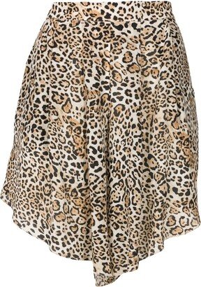 Leopard-Print Silk Shorts