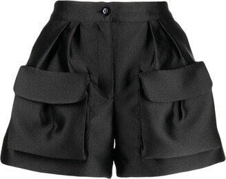 3D-pockets satin mini shorts