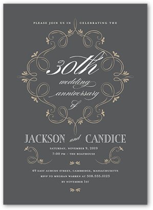 Wedding Anniversary Invitations: Scintillating Swirls Wedding Anniversary Invitation, Grey, 5X7, Standard Smooth Cardstock, Square