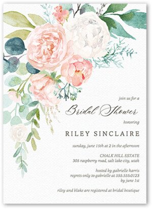 Bridal Shower Invitations: Pastel Bouquet Bridal Shower Invitation, White, 5X7, Luxe Double-Thick Cardstock, Square