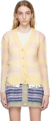 Yellow & Off-White Paneled Cardigan