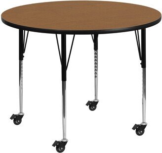 Mobile 60'' Round Thermal Laminate Activity Table - Adjustable Legs