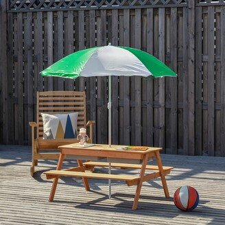 Kids Picnic Table with Umbrella and Storage Inside, Sand and Water Table, Kids Outdoor Furniture - 36.5