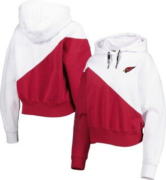 Women's Sport White, Cardinal Arizona Cardinals Bobbi Color Blocked Pullover Hoodie - White, Cardinal