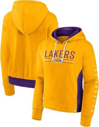 Women's Branded Gold Los Angeles Lakers Iconic Halftime Colorblock Pullover Hoodie