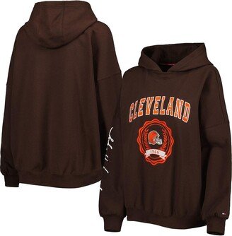 Women's Brown Cleveland Browns Becca Drop Shoulder Pullover Hoodie