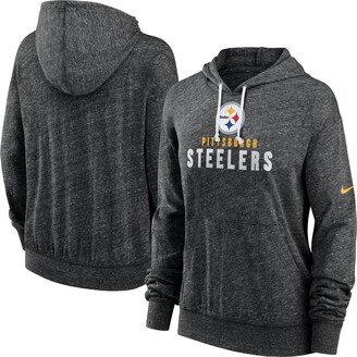 Women's Black Pittsburgh Steelers Plus Size Gym Vintage-Like Pullover Hoodie