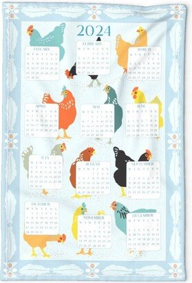 2024 Calendar Tea Towel - Chicken By Kittenmoonstudio Kitchen Eggs Linen Cotton Canvas Spoonflower