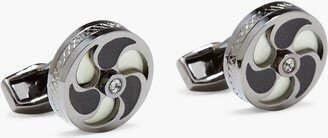 Gunmetal-plated, crystal and enamel cufflinks