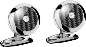 Stainless Steel And Carbon Fibre Classic Racing Cufflinks-AA