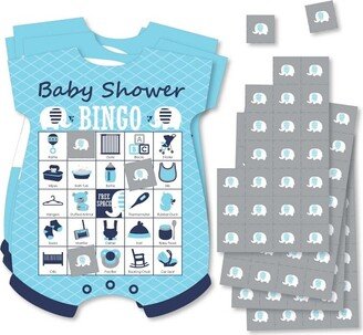 Big Dot of Happiness Blue Elephant - Picture Bingo Cards and Markers - Baby Shower Shaped Bingo Game - Set of 18