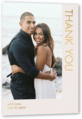 Wedding Thank You Cards: Softly Together Wedding Thank You, Gold Foil, Grey, 5X7, Matte, Personalized Foil Cardstock, Square