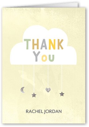 Thank You Cards: Gentle Cloud Thank You Card, Yellow, 3X5, Matte, Folded Smooth Cardstock