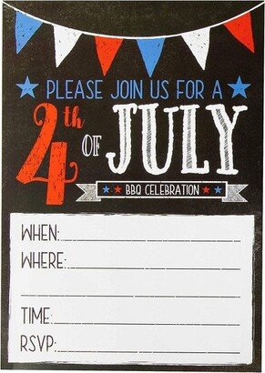 Best Paper Greetings 50 Pack BBQ Celebration Invitations Cards with Envelopes for Patriotic 4th of July Party, 5 x 7 in