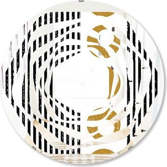 Designart 'Vertical Retro Geometrical Pattern I' Printed Modern Round or Oval Wall Mirror - Whirl